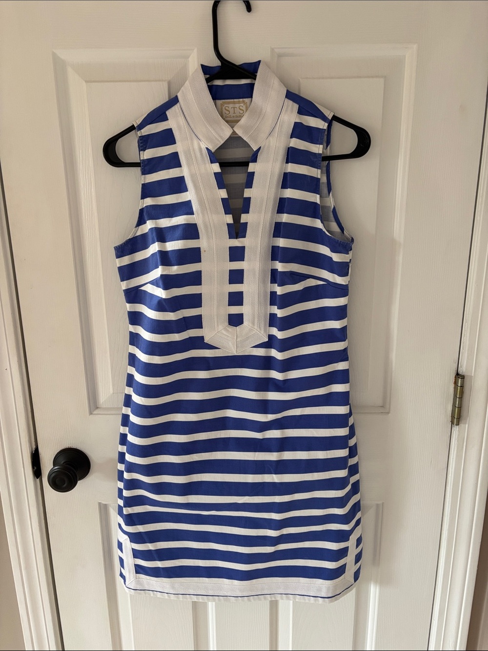 Sail to Sable Blue and White Striped Sleeveless Tunic Dress